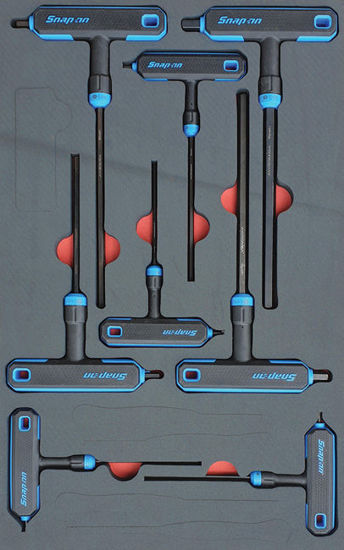 Set Wrench Metric Ball Hex Combination Tand L-Shape Soft Grip Blue Handle 8pcs.