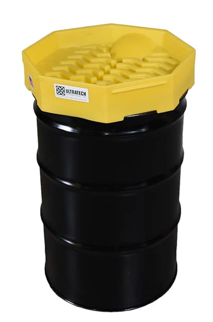 Ultra-Tech, Ultra-Drum Funnel®, Bung Access Funnel, Yellow, Polyethylene, 23.6" x 23.6" x 5.5"