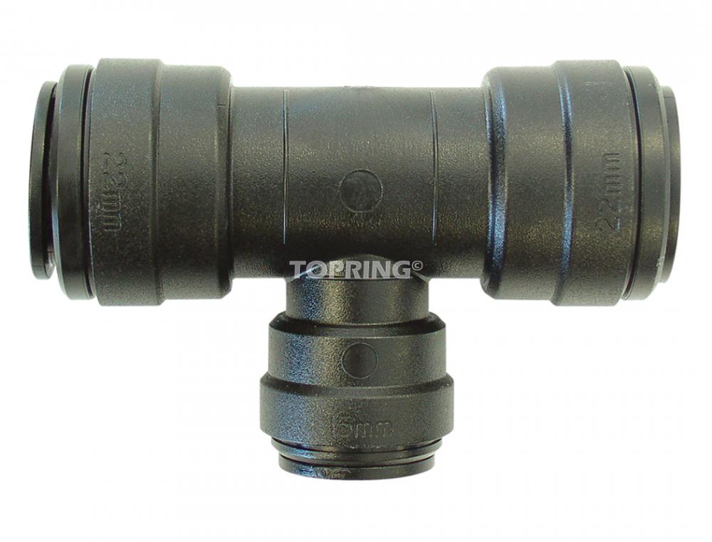 Raccord en T réducteur en polymère de 22 à 15 mm S05, modèle Air Line