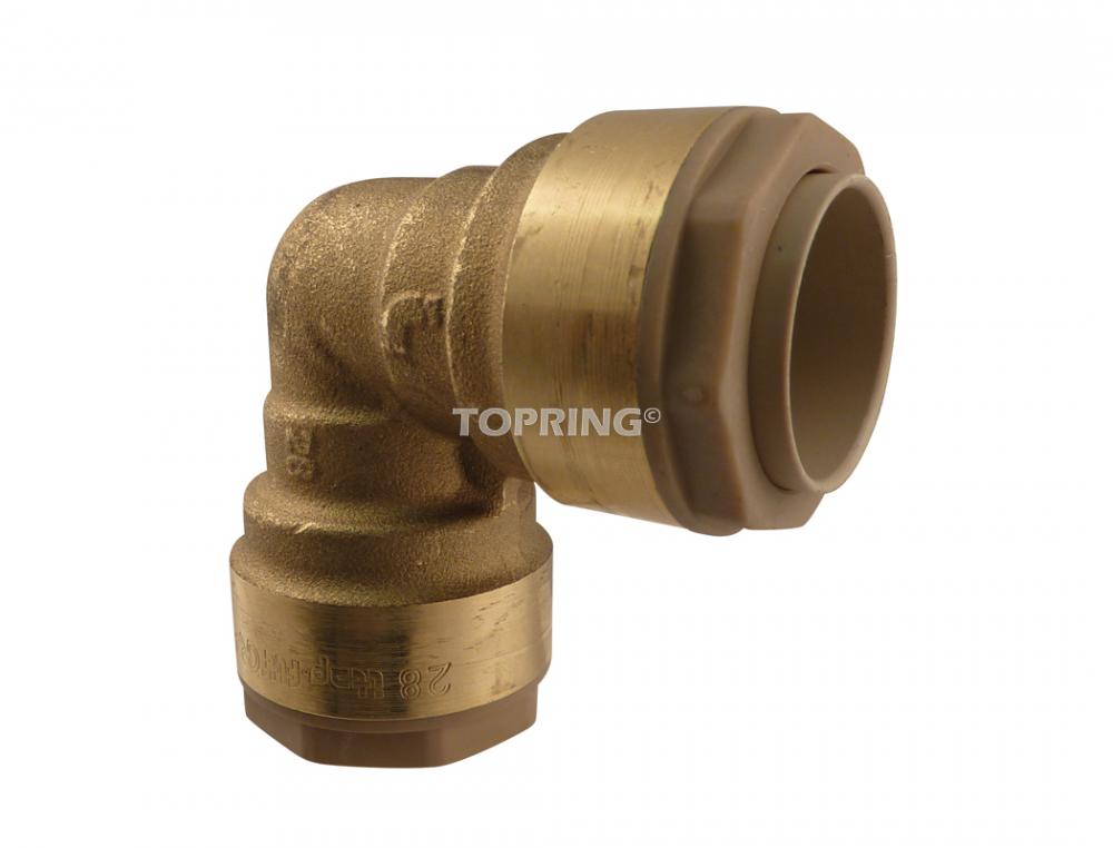 Raccord coudé à 90° en laiton de 22 mm S07, modèle Quikline