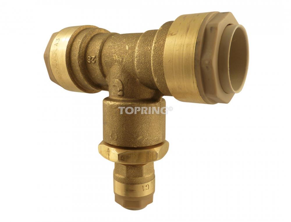 28 to 22 mm Brass Reducing Tee S07, Quikline Model