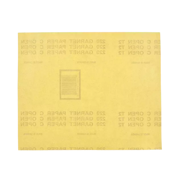 Feuille de ponçage revêtue pour le conditionnement de surface, matériau grenat, grain P220, 11 po de long, 9 po de large