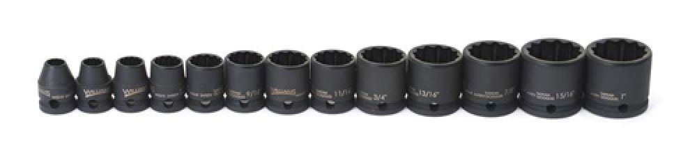 12 Piece 3/8 Inch Drive 12-Point Metric Shallow Socket Set