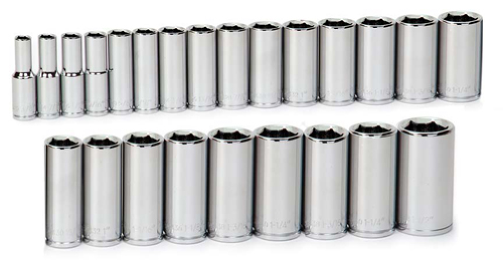 Jeu de douilles profondes métriques à 6 pans de 23 pièces 1/2"