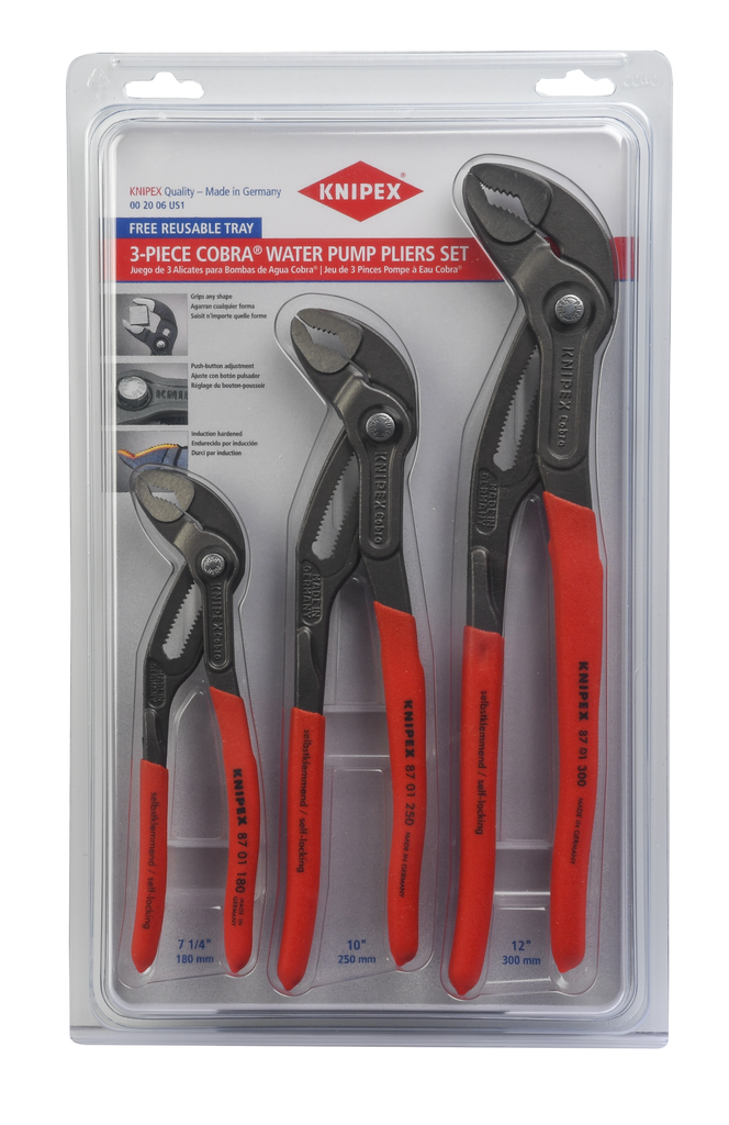 3 Pc Cobra® Water Pump Pliers Set (7 10 & 12)