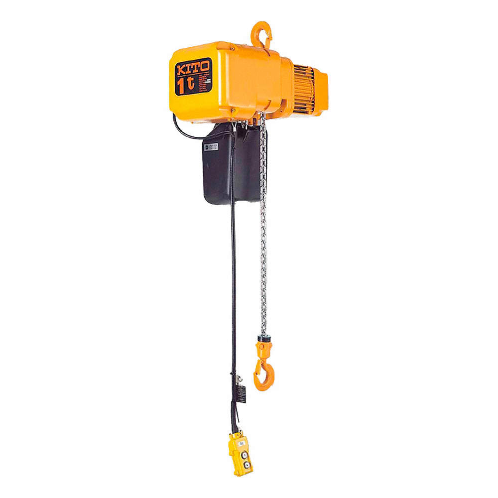 Electric Chain Hoist With Chain Bucket, H4 - Heavy Duty, 115/230V AC, Hook Mounted - No Trolley, 1 Speed