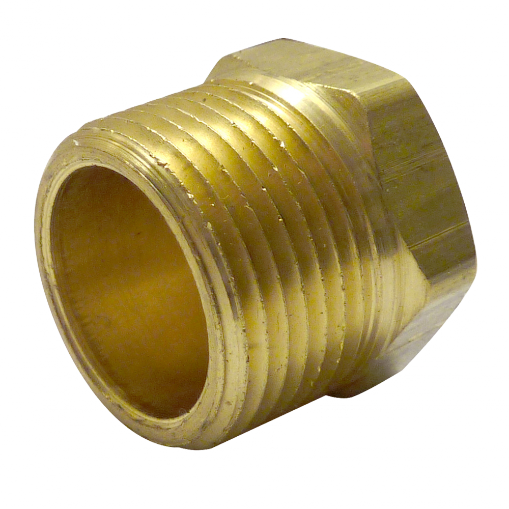 Hex Head Plug, Brass, 1/8 NPT, Cored