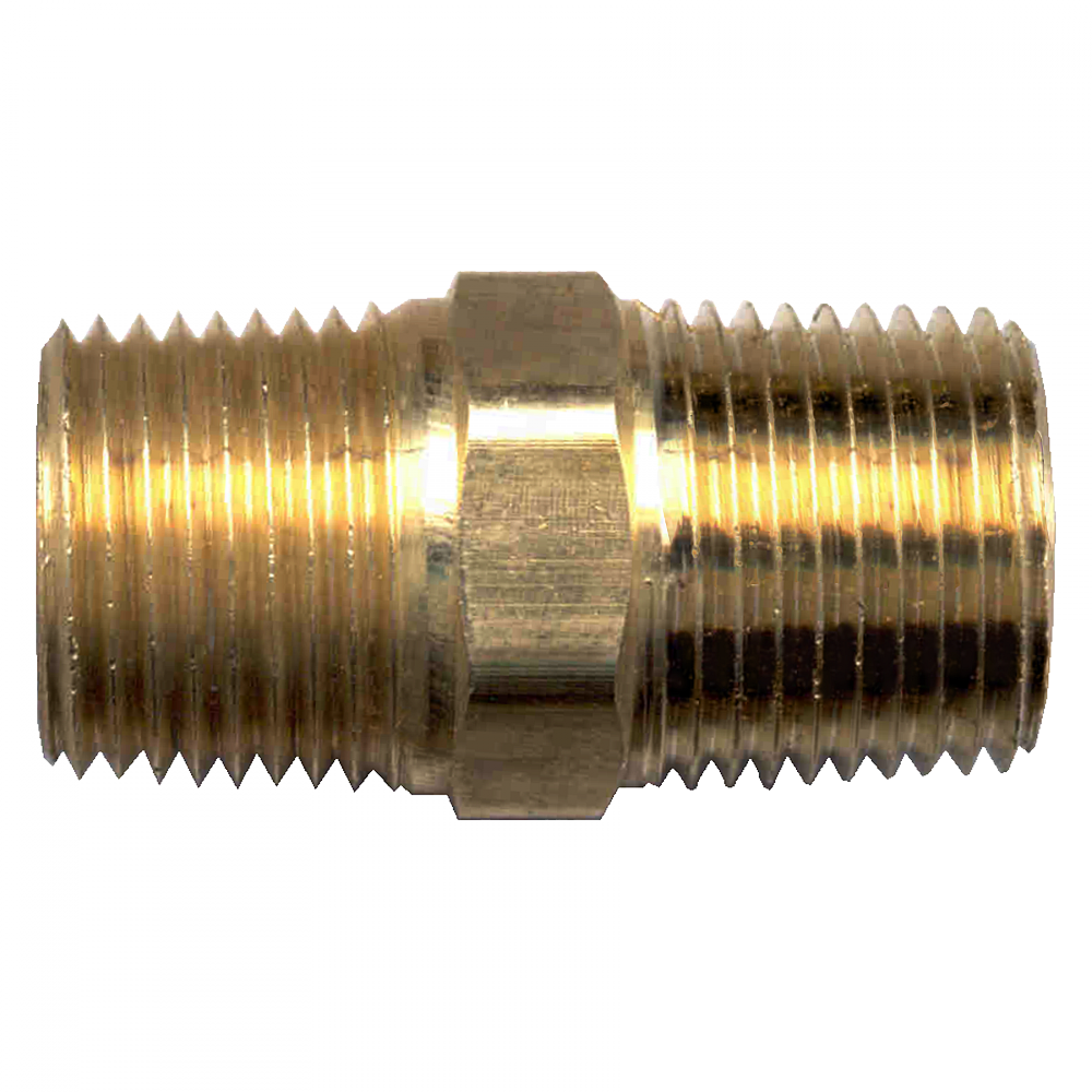 Hex Nipple, Brass, 1/2 NPT