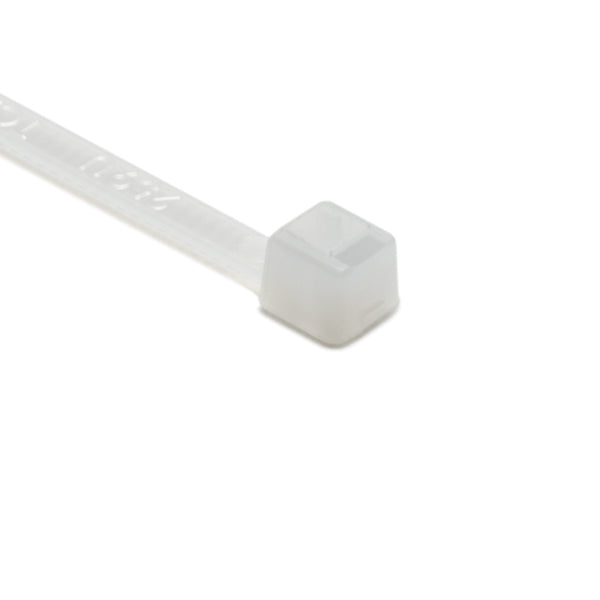 Cable Tie, White, 8" Long, UL Rated, 18lb Tensile Strength, PA66, 100/pk