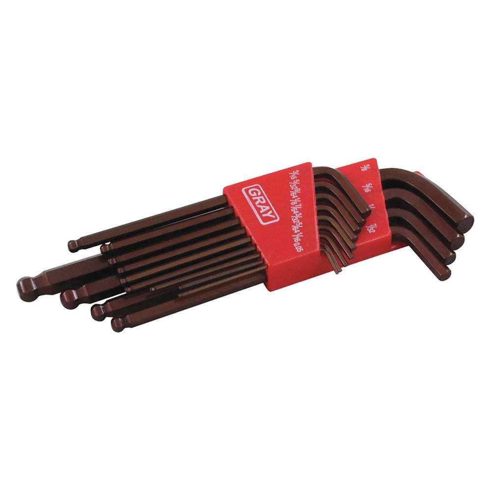 Jeu de clés hexagonales à long manche avec extrémité sphérique, 13 pièces