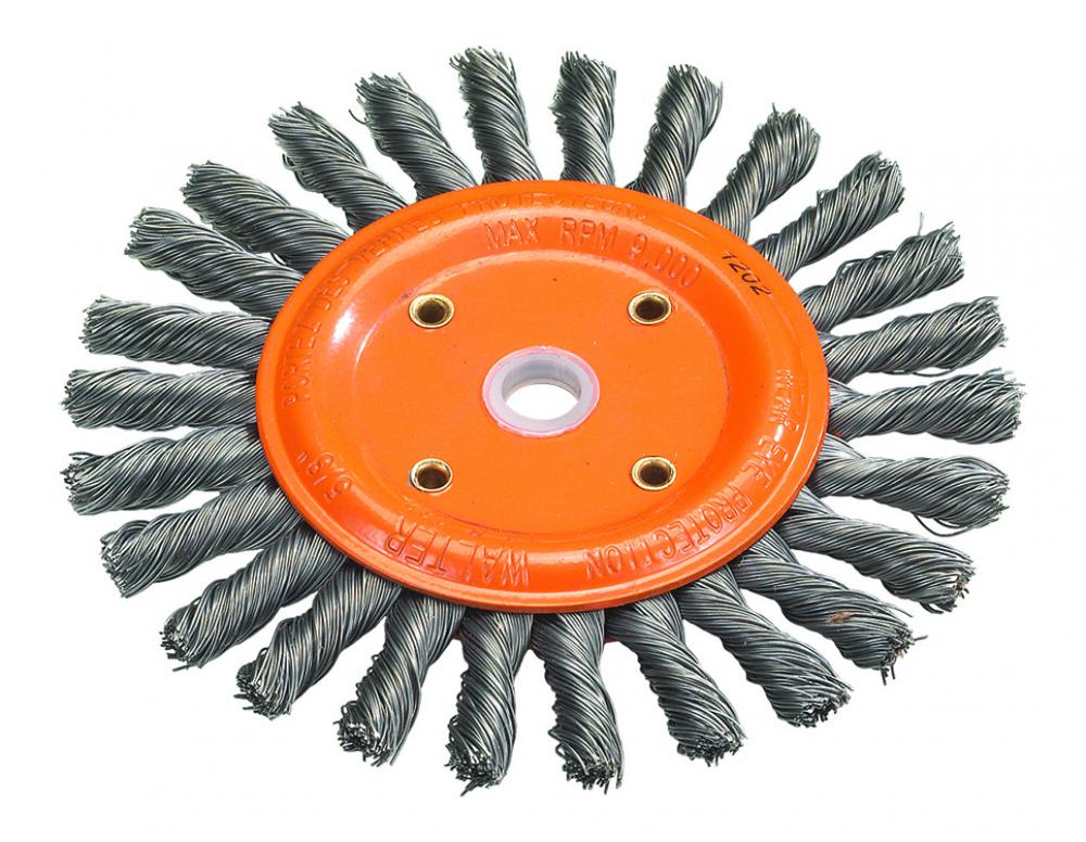 Brosse à roue d'établi avec fils torsadés par nå“uds, 6 po x 5/8 po x 3/8 po, fil : 0,0118 po.