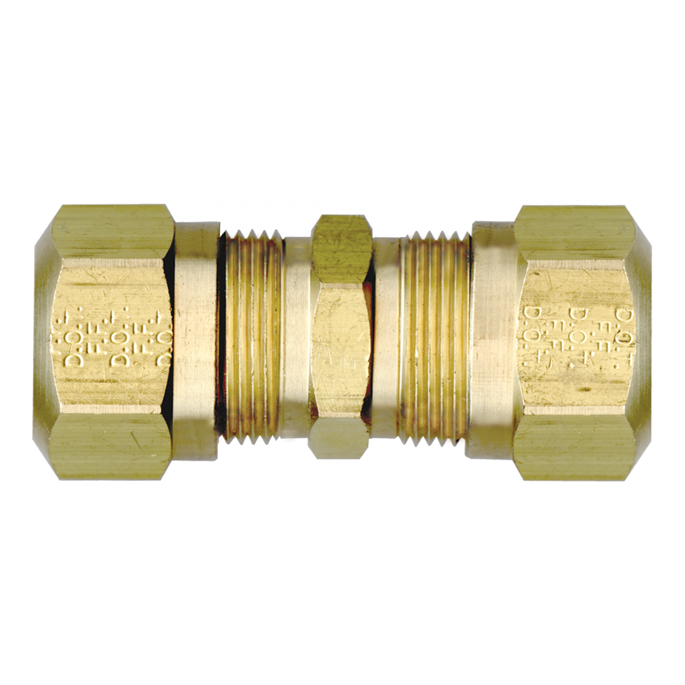 D.O.T. Air Brake J844D Tube Union, Brass, 1/2 Tube
