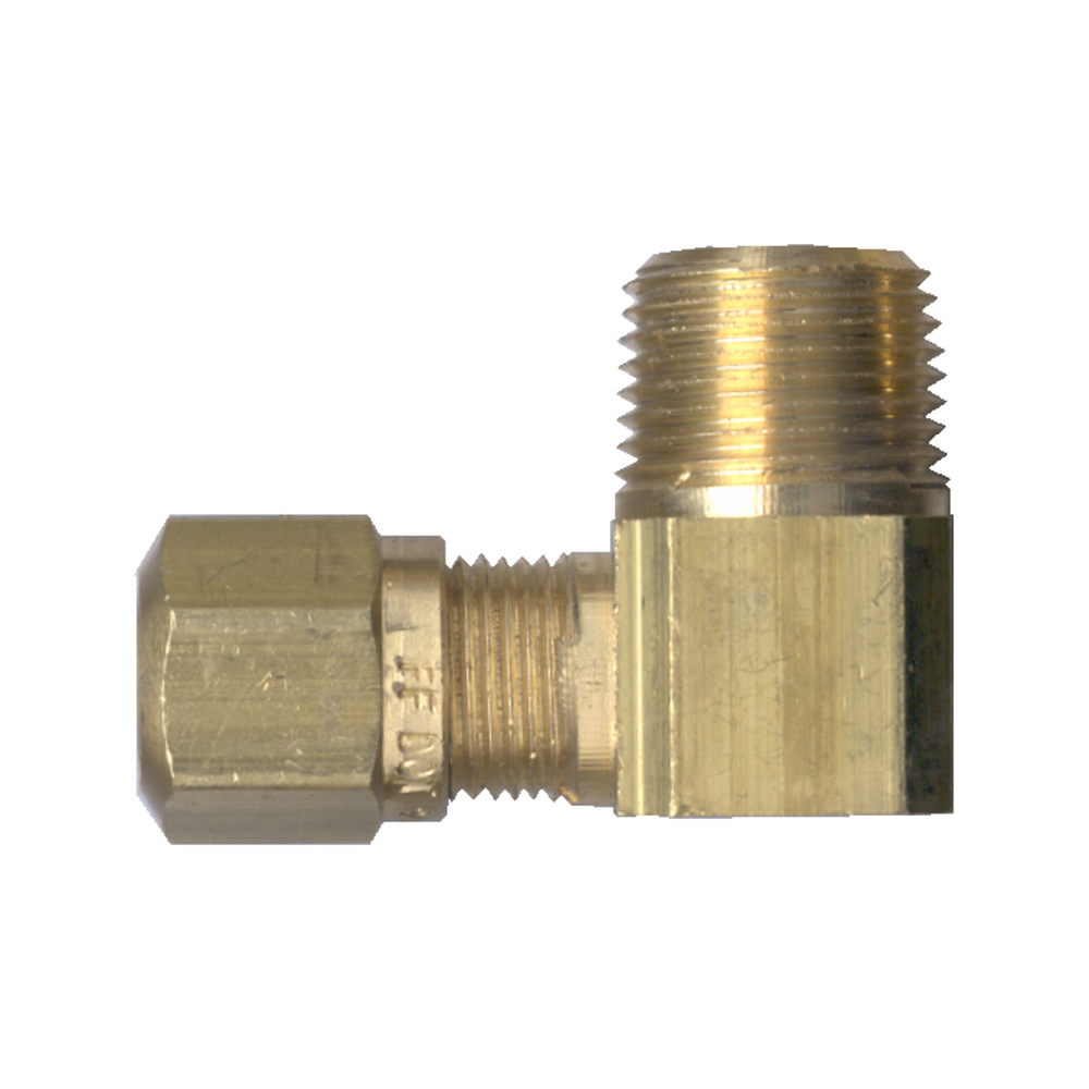 D.O.T. Air Brake J844D Tube 90° Male Pipe Elbow, Brass, 3/8 Tube X 1/8 Pipe