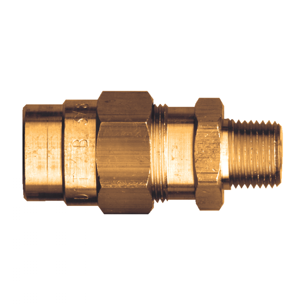 D.O.T. Coupler Assembly For Rubberhose, Brass, 3/8 Hose