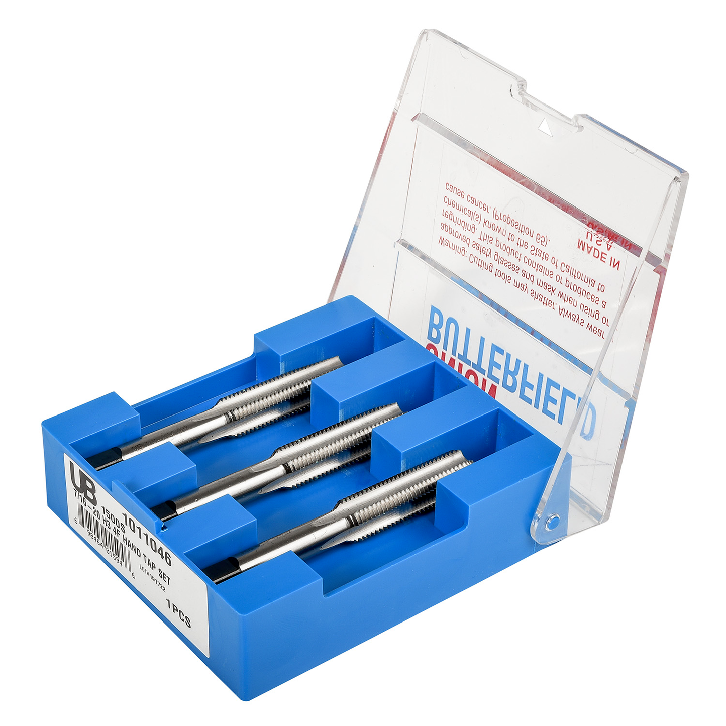 Set of straight flute hand taps, 10-11049, 9/16-12NC