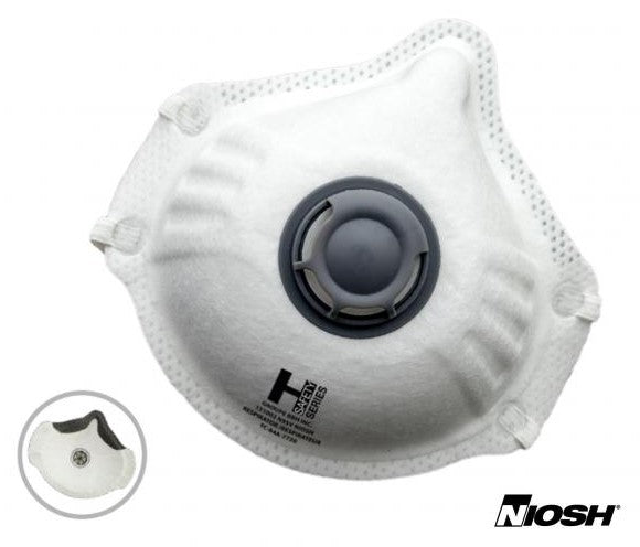 N95 NIOSH Mask with Exhalation Valve, One Size Fits Most, 12/box
