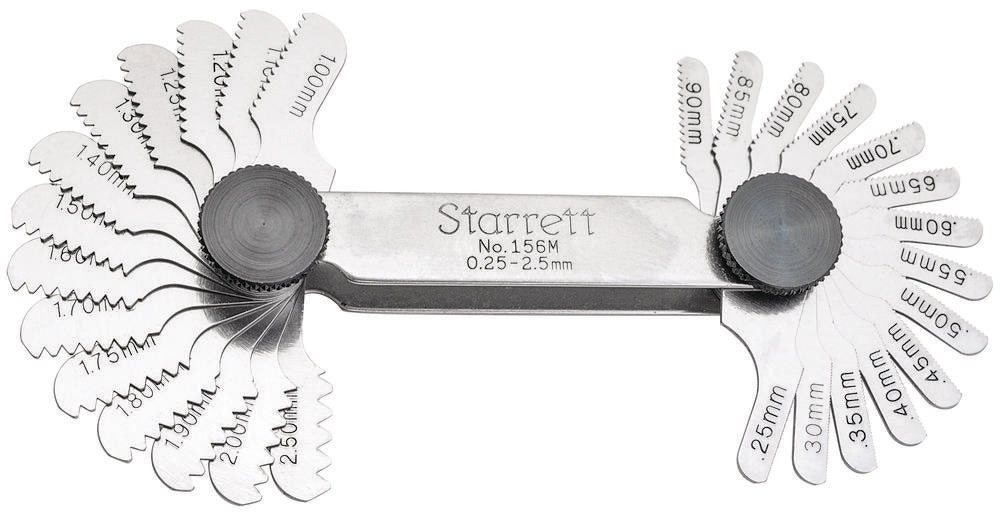 Screw Pitch Gage 60 Deg Threads 28 Leaves 0.25-2.50mm Tpi