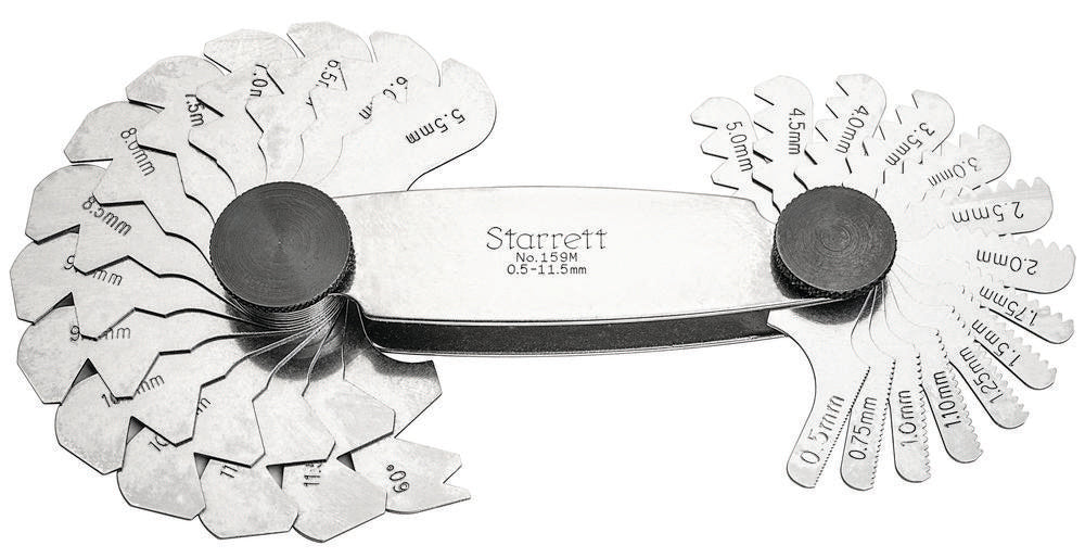 Screw Pitch Gage 60 Deg Threads 28 Leaves 0.5-11.5mm Tpi