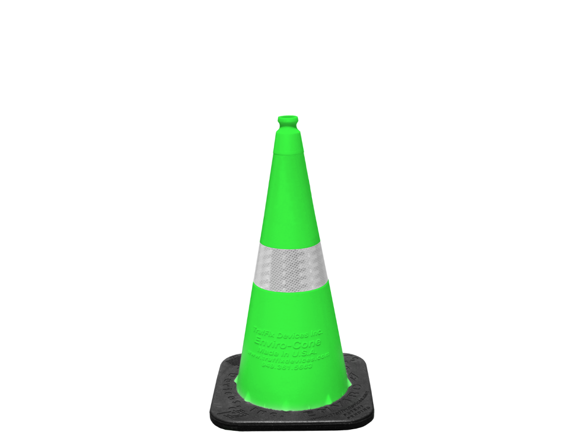 Cône Enviro, 28" Lime avec base, position 2 - Collier réfléchissant 3M (3310) de 4", 7 lb.