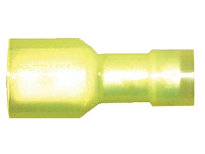 Terminal déconnexion rapide thermorétractable, male, jaune, 1/4 pour fil 12-10, 25/bx
