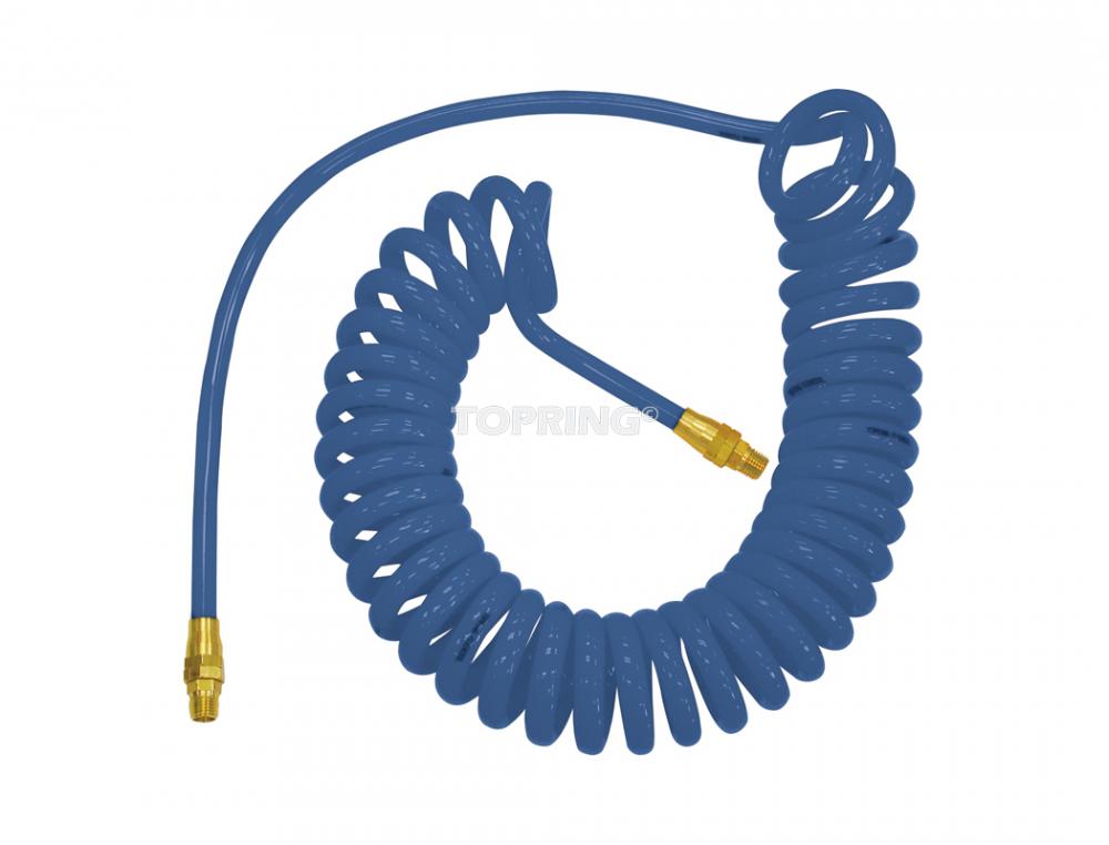 Polyurethane Coiled Hose 1/4 I.D. 15 Feet, Blue, Flexcoil Model