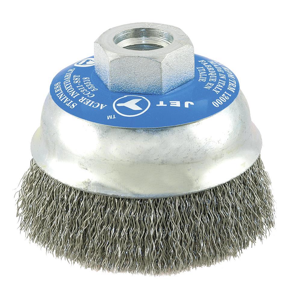 3 x 5/8-11 NC Stainless Steel Crimped Wire Cup Brush