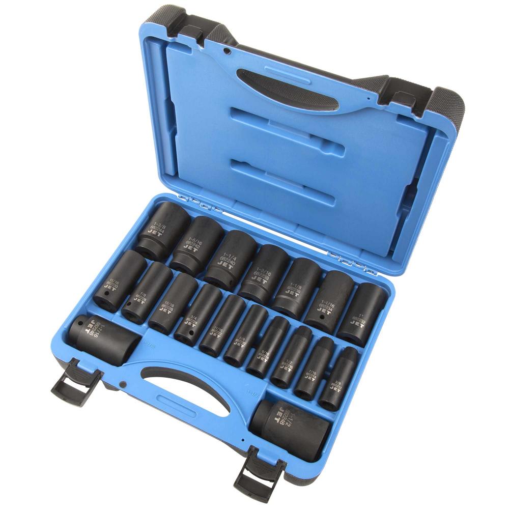 19 PC 1/2" DR Deep SAE Impact Socket Set - 6 Point