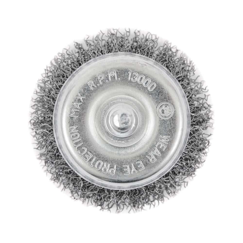 Brosse coupelle ondulée montée sur tige 2-1/2 x 1/4"