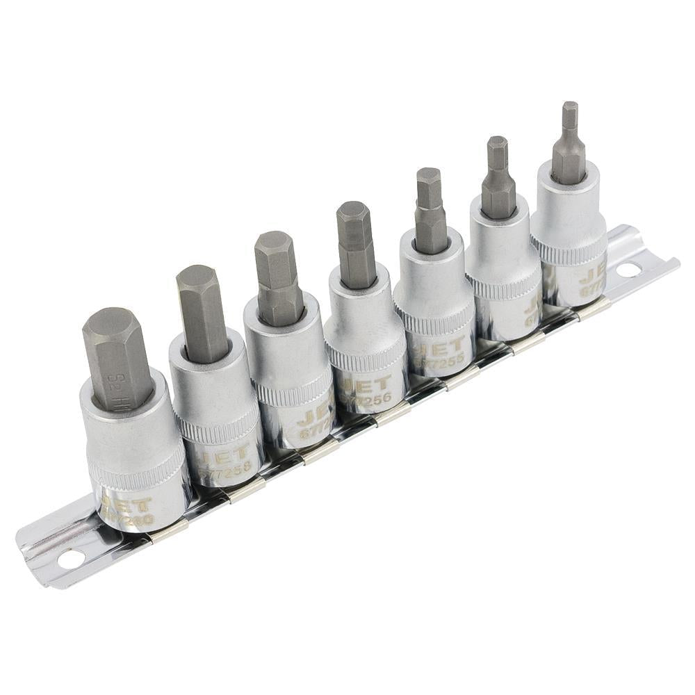 7 PC 3/8" DR Metric 2" Long Hex Bit Socket Set