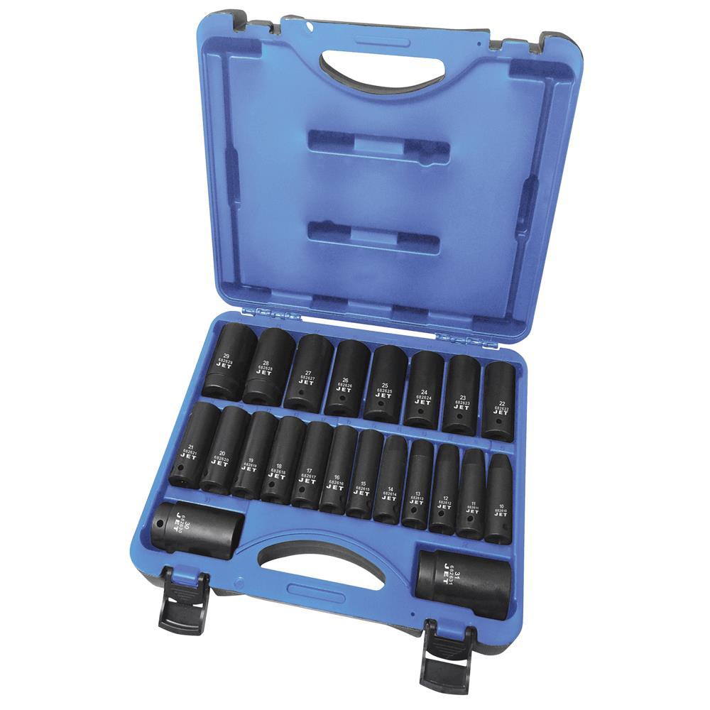 22 PC 1/2" DR Deep Metric Impact Socket Set - 6 Point