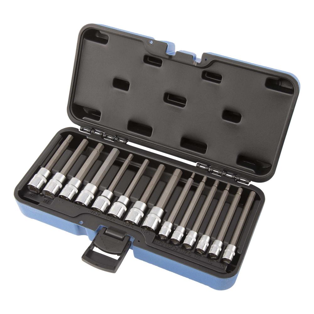 14 PC 1/4 & 3/8" DR SAE/Metric Hex Bit Socket Set