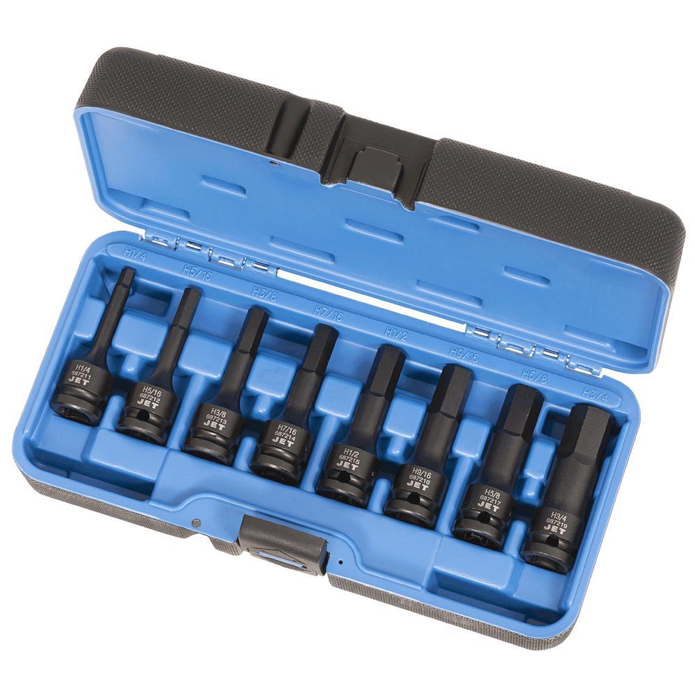 8 PC 1/2" DR SAE Hex Bit Impact Socket Set