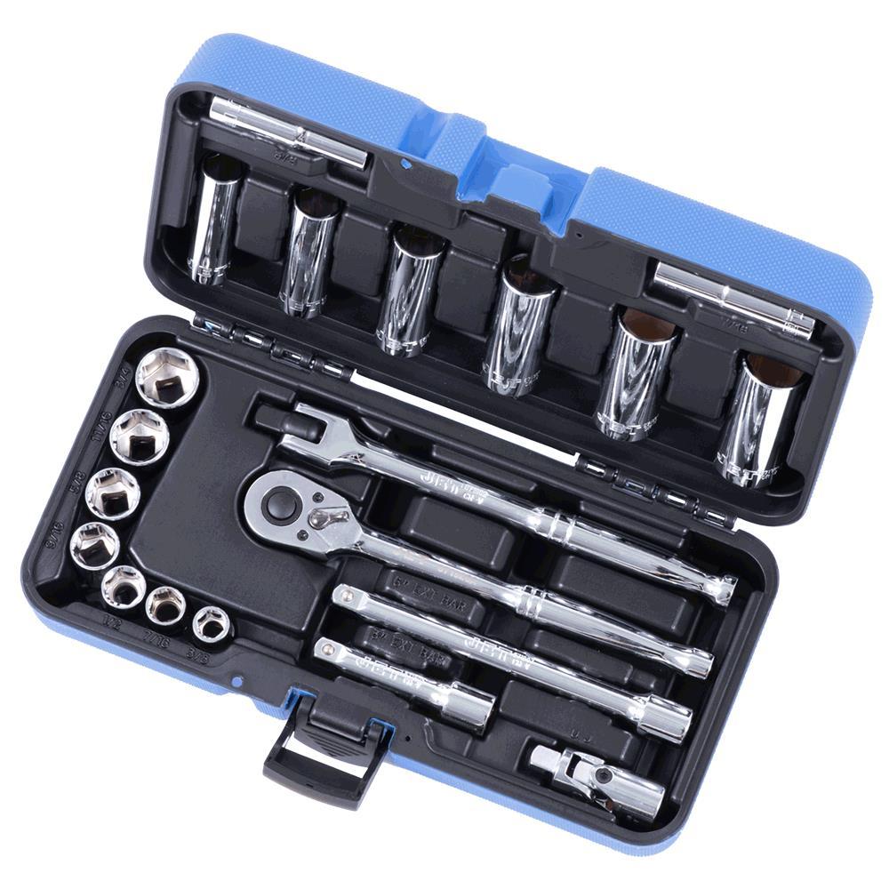 21 PC 3/8" DR SAE Socket Wrench Set - 6 Point
