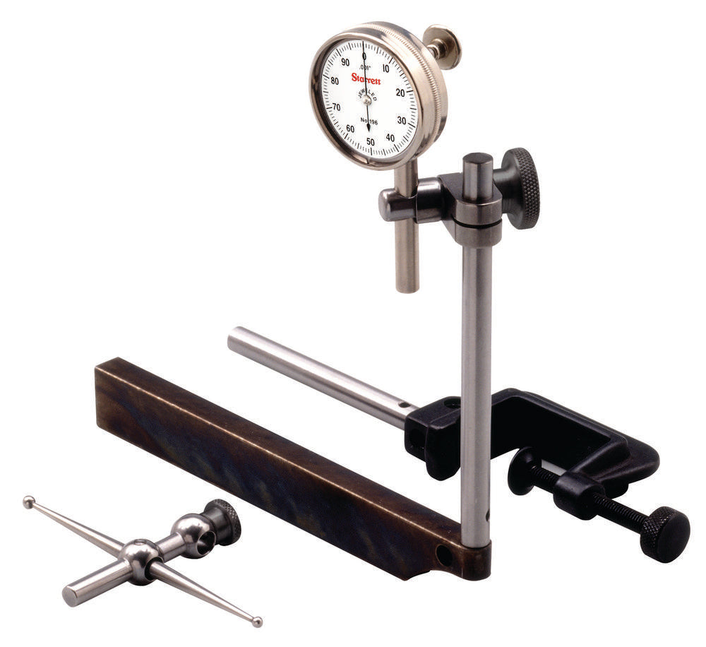 Comparateur à cadran à piston arrière Plage de 0,200 po Cadran de 0 à 100 Graduations de 0,001 po 3 points de contact Adaptateur 4 accessoires Étui