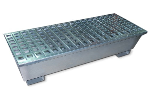 2-Drum Steel Spill Containment Pallet, Galvanized Steel, 31.5" x 47.25" x 17.6" h
