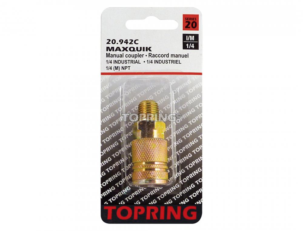 1/4 Industrial Steel Quick Coupler 1/4 (M), Maxquik Model, NPT