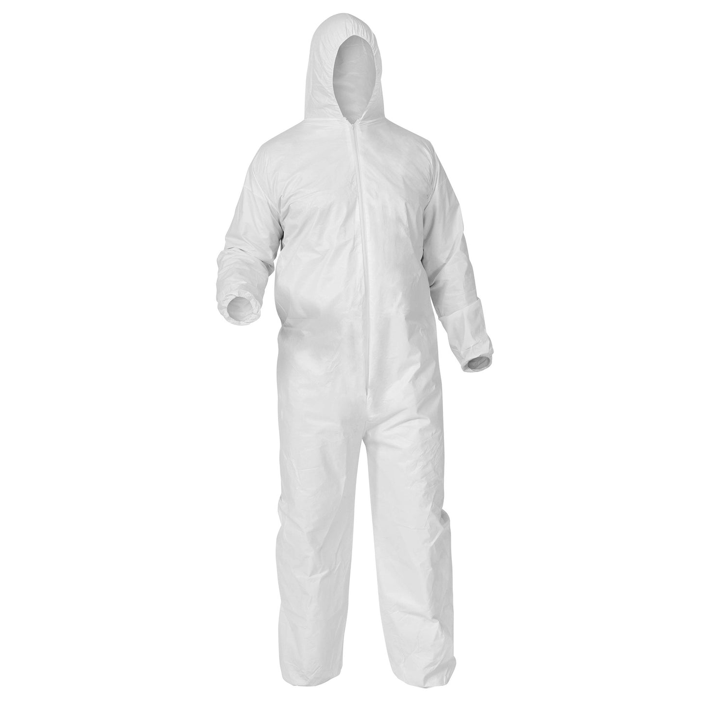 KleenGuard™ KGA35 Liquid and Particle Protection Coveralls (38937), Liquid and Particle Protection, Hooded, White, Medium (Qty 25)