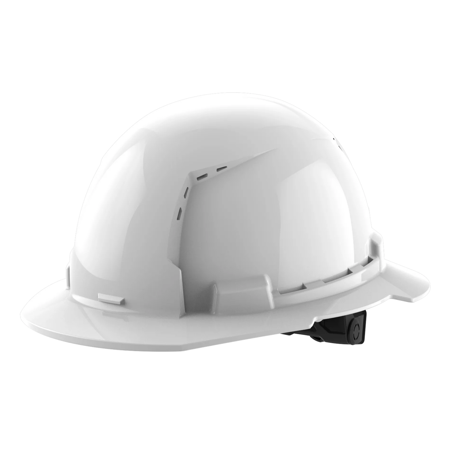 Bolt™ Full Brim Hard Hat White/6pt Ratcheting Suspension, Vented - Type 1, Class e, White