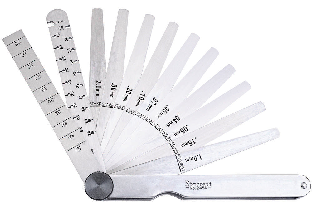 Jauge d'épaisseur en acier trempé, lecture en mm, pour ingénieurs, plage de 0,04 à 2 mm, 11 lames
