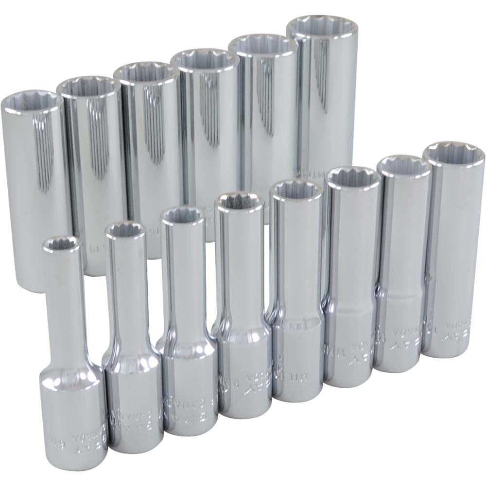 Jeu de douilles profondes - Métrique, 12 pans, 14 pièces