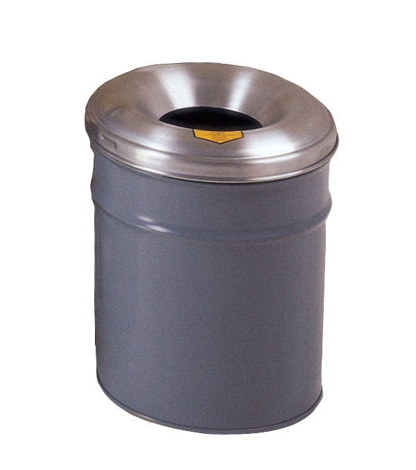 Cease-Fire® Waste Receptacle, Safety Drum Can With Aluminum Head, Gray, 6gal