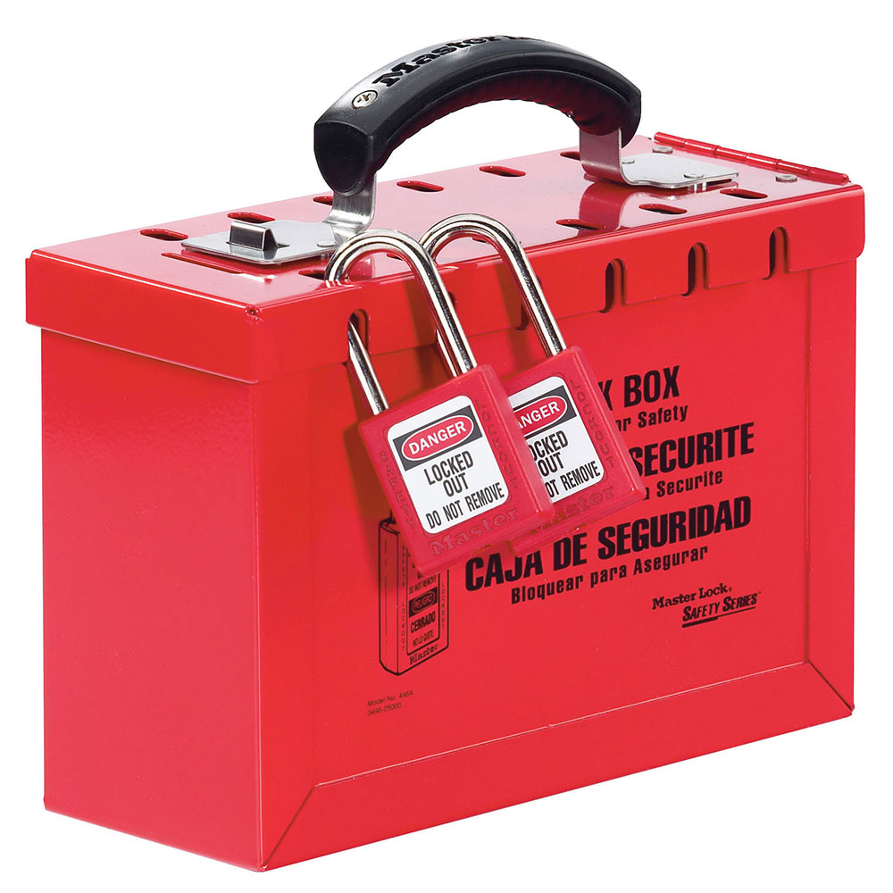 Master Lock® Latch Tight™ Group Lock Box Portable Red 498A