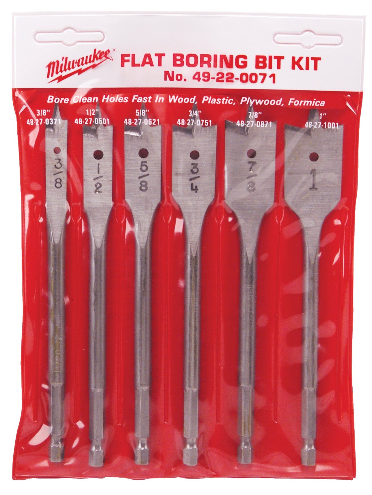6 Piece Universal Flat Boring Bit Kit, 6/PK
