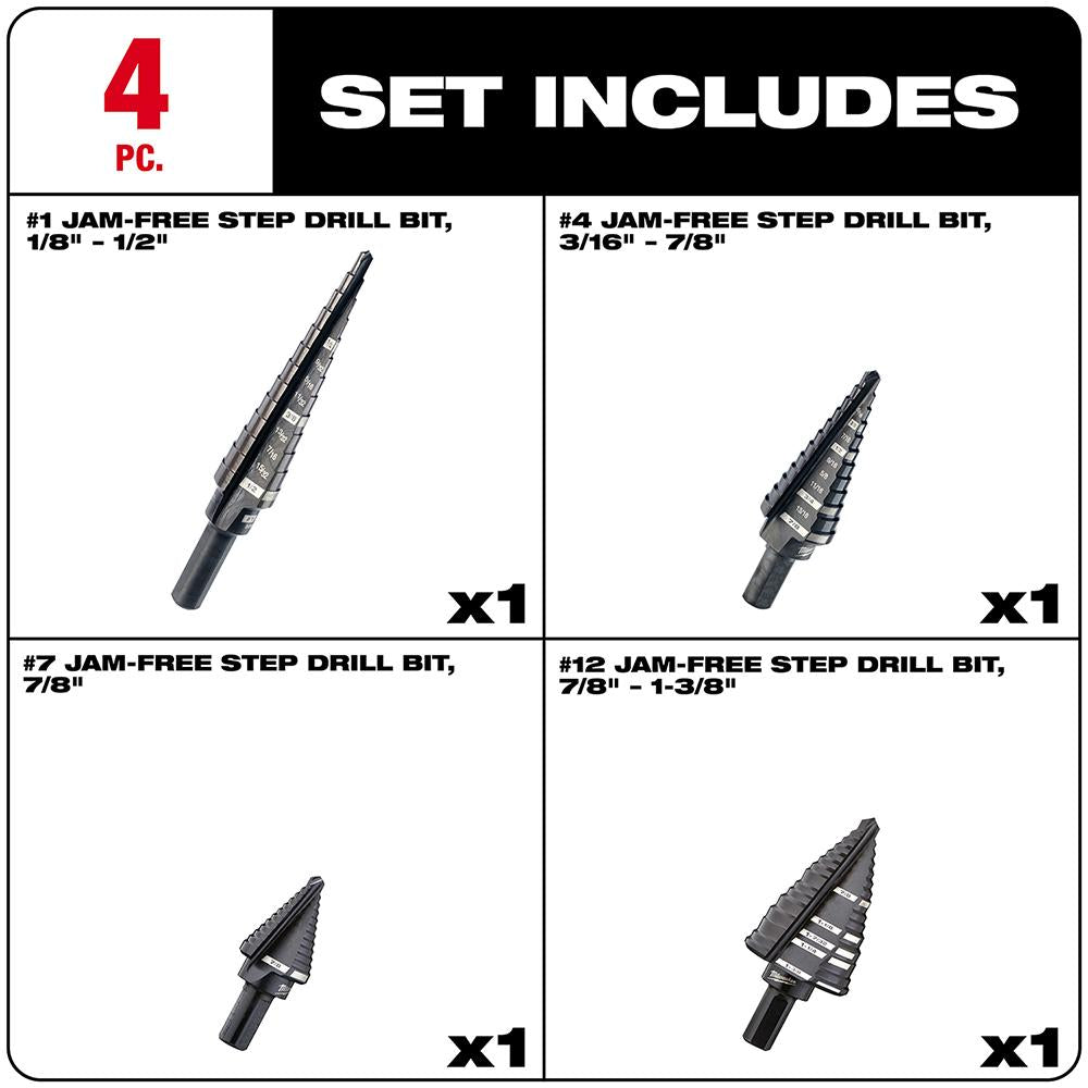 Step Drill Bit Set (4 PC)
