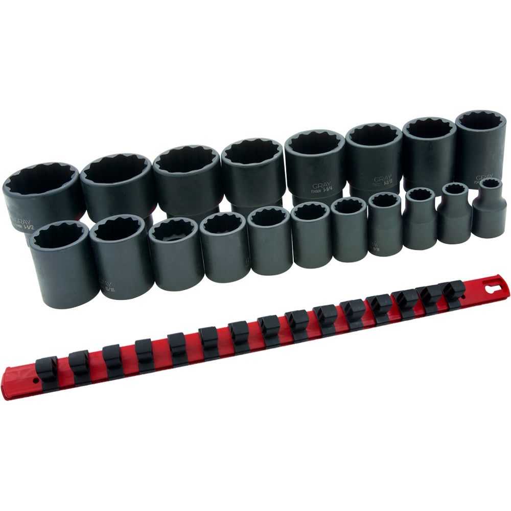 Jeu de douilles 1/2" - Impact 12 pans, 19 pièces