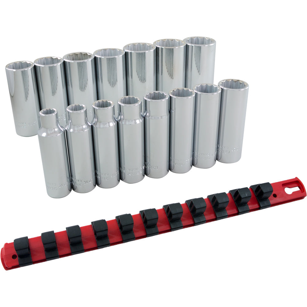 Kit de boîte longue - entraînement 1/2", 15 pièces, 12 pans