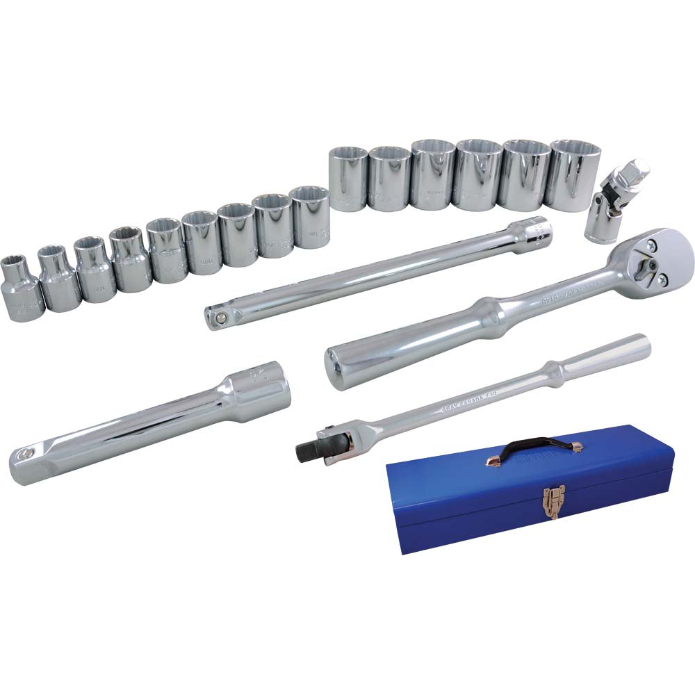1/2" Drive 12-Point Complete Socket Set, 20 Pieces