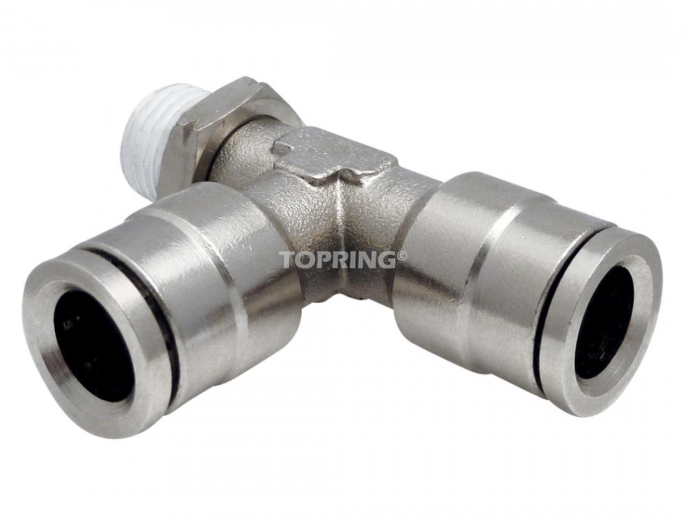 1/4 in. to 1/8 (M) NPT Push-to-Connect Tee Adapter, Topfit Model
