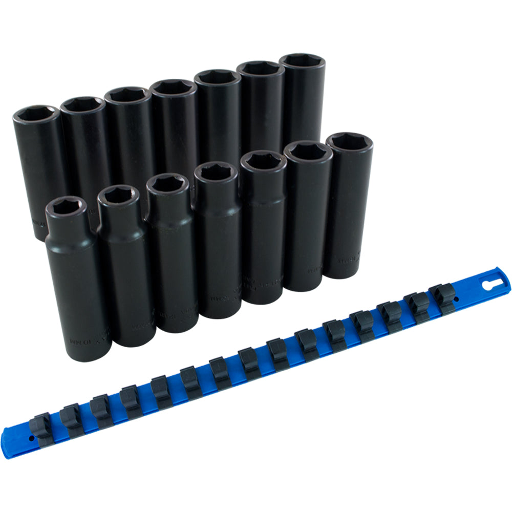 Jeu de douilles à choc métriques, 6 pans, 14 pièces