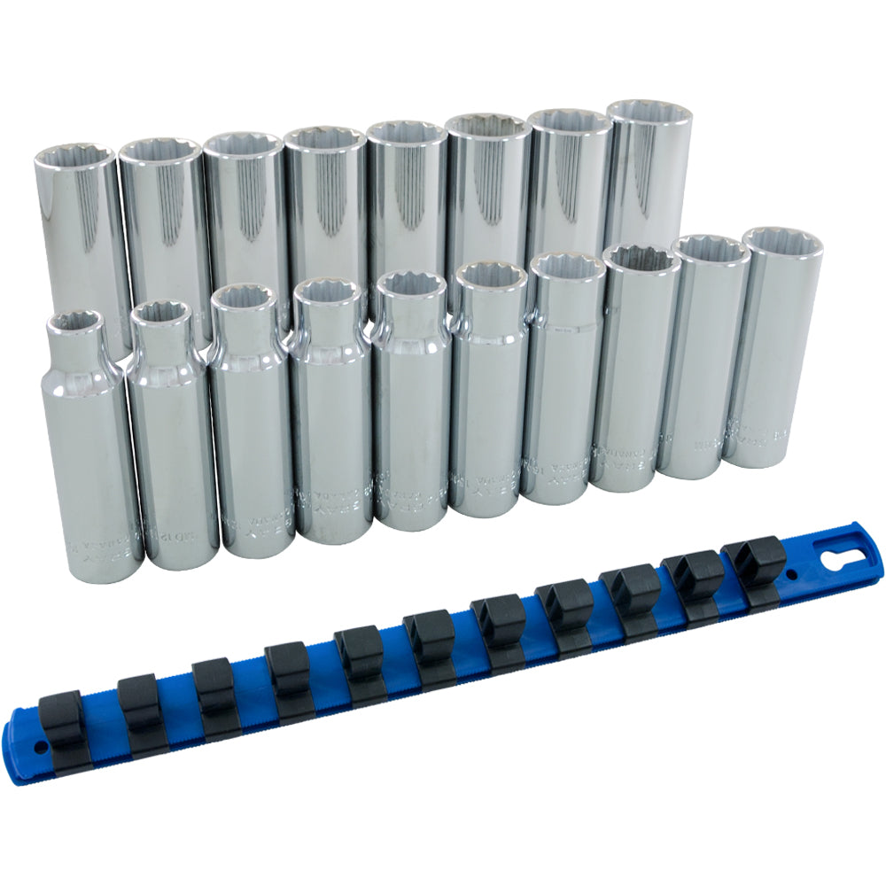 Socket Set - Deep, Metric, 1/2" Drive, 6 Pieces, 18 Pieces